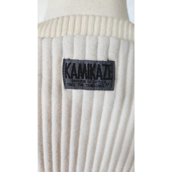 Vintage Kamikaze Cotler 80 90s Off White Ribbed 3D Slouch Sweatshirt Women Large - Picture 4 of 7